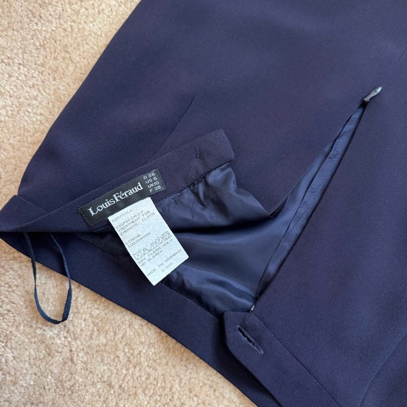 Louis Feraud 100% Silk Black Label Navy Blue Skirt Set Beaded Beads Embroidered - Picture 14 of 17